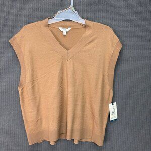 Terra & Sky Womens Plus Size 1X Brown Sweater Vest Recycled Fiber